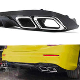 NUR FÜR BENZIN Diffusor Heckdiffusor + Auspuffblenden Chrom für Mercedes E-Klasse W213 S213 mit Serienstoßstange di35